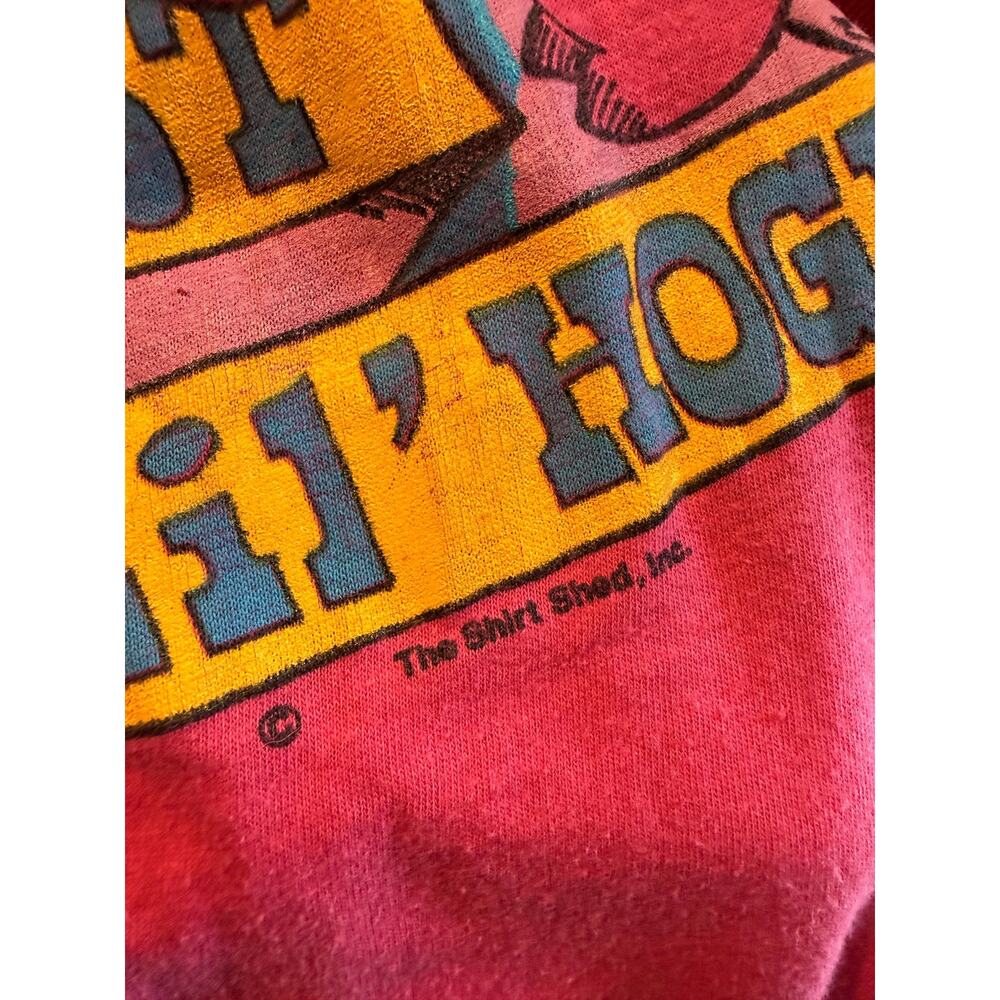 Vintage 80s Dolly Porkin’ Novelty T-Shirt | Hot Pink 50/50 Tee | Texas | Size M - Picture 10 of 12